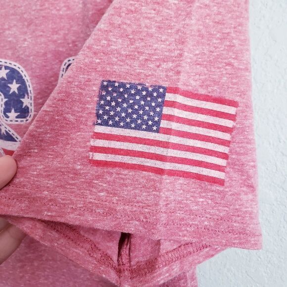 Disney Red Heathered Epcot World Showcase USA Flag Tee - Picture 3 of 5
